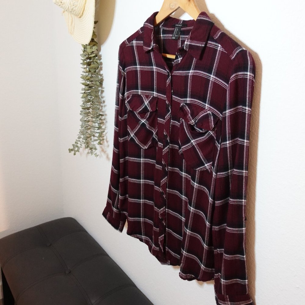 Red & Black (maroon) Flannel Blouse- FOREVER 21